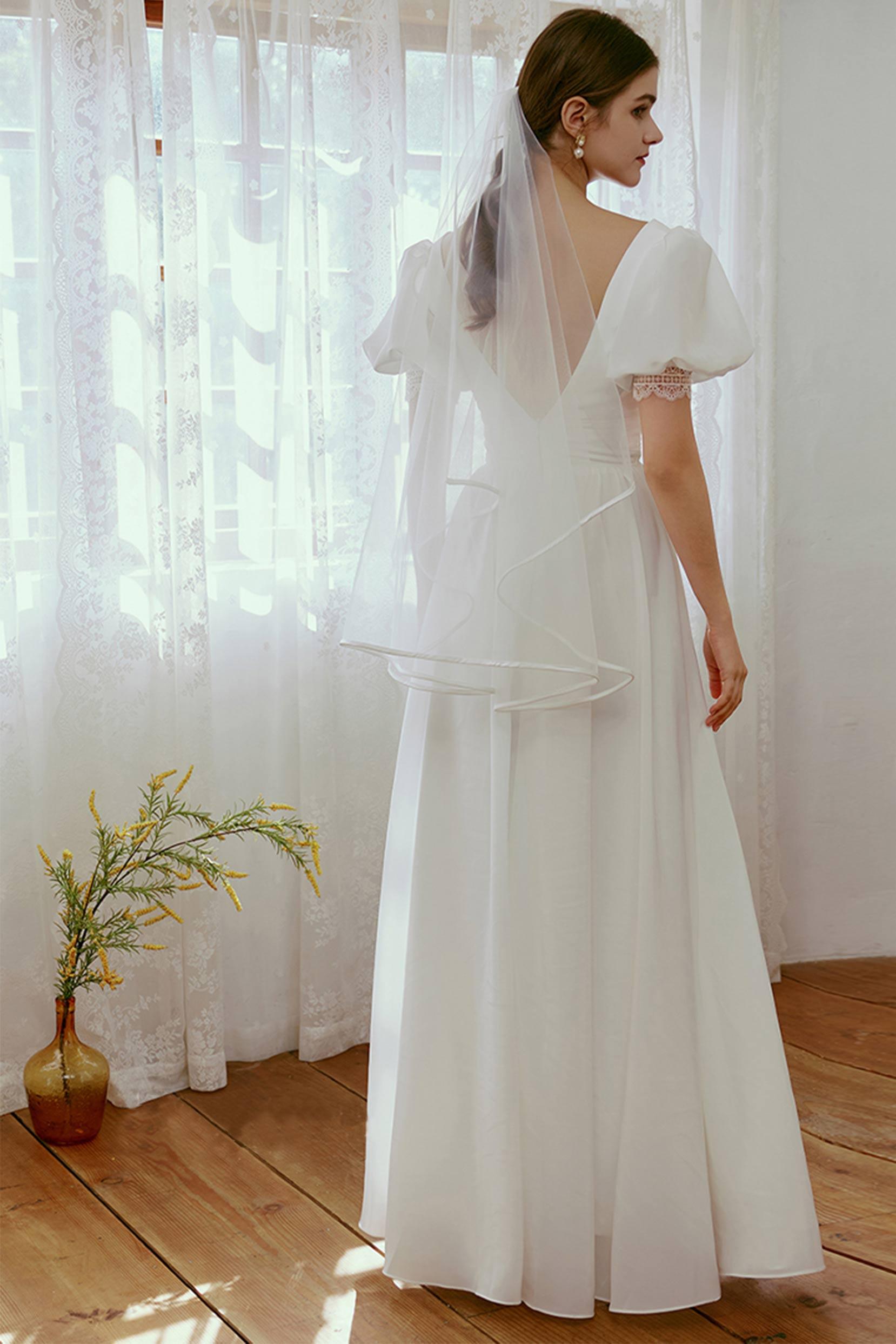 Sheath Floor Length Elastic Cloth Wedding Dress CW2676 - COCOMELODY