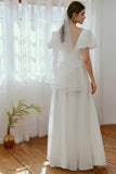 Sheath Floor Length Elastic Cloth Wedding Dress CW2676 - COCOMELODY