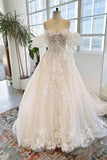 A-Line Chapel Train Sparkle Tulle Wedding Dress CW3004 - COCOMELODY