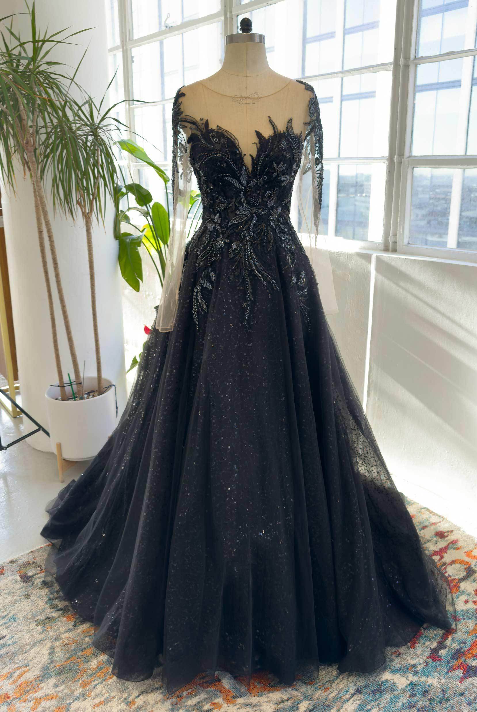 A-Line Court Train Sparkle Tulle Wedding Dress CW3010CR - COCOMELODY