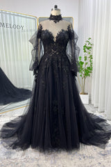 A-Line Court Train Lace Tulle Wedding Dress CW3156 - COCOMELODY