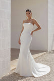 Trumpet-Mermaid Chapel Train Elastic Cloth Wedding Dress CW3246