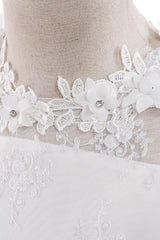A-Line Illusion Neck Maxi Lace Tulle Flower Girl Dress 572076689366 - COCOMELODY