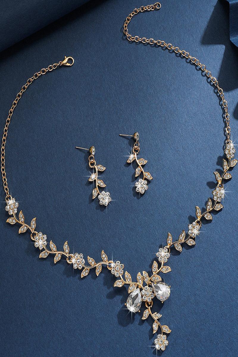 Alloy Rhinestone Necklace Earrings Jewelry 799625813629 - COCOMELODY