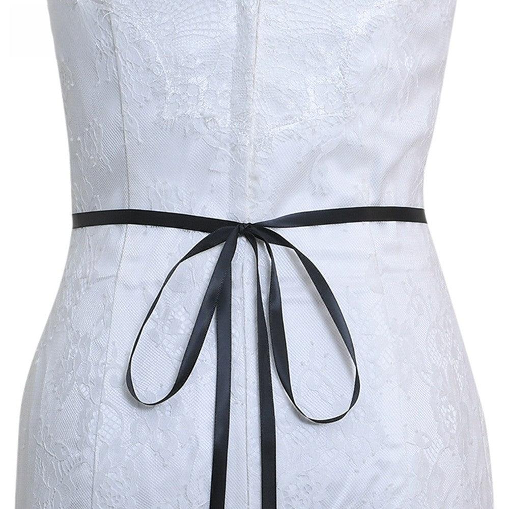 Ribbons Wedding Sash with Rhinestone Imitation Pearl 837366894589 - COCOMELODY