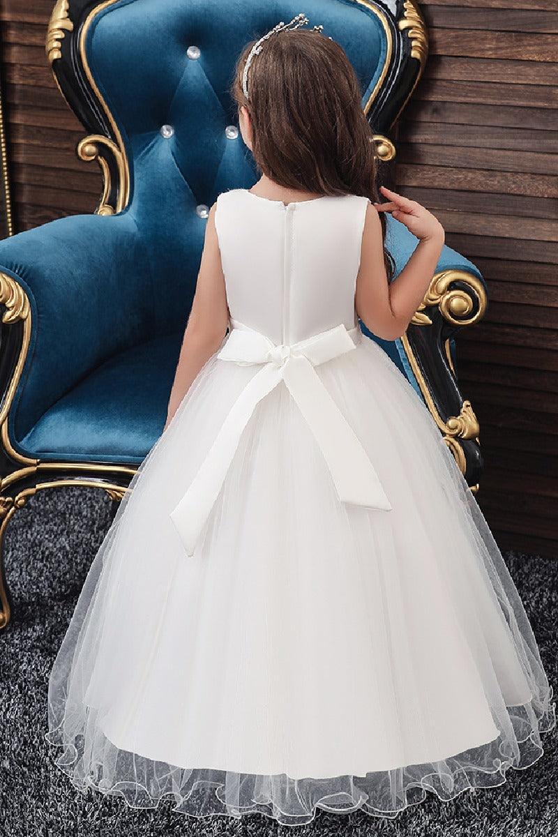 A-Line/Princess Scoop Neck Tulle Flower Girl Dresses With Sash/Bow 612626068133 - COCOMELODY
