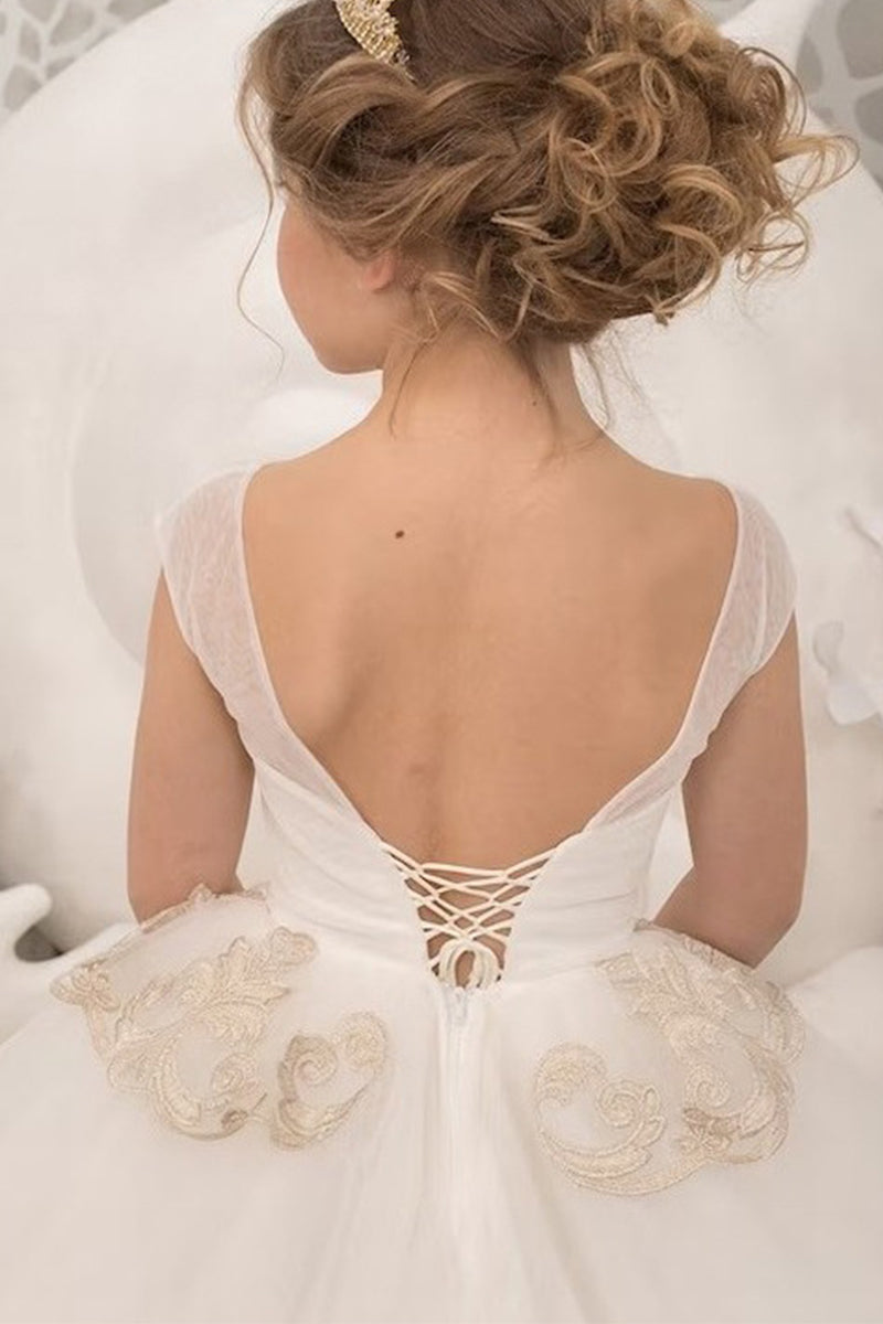 Ball Gown Court Train Tulle Lace Flower Girl Dress 737454268619
