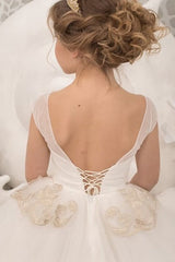 Ball Gown Court Train Tulle Lace Flower Girl Dress 737454268619