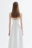 A-Line High-Low Satin Wedding Dress 817751424251 - COCOMELODY