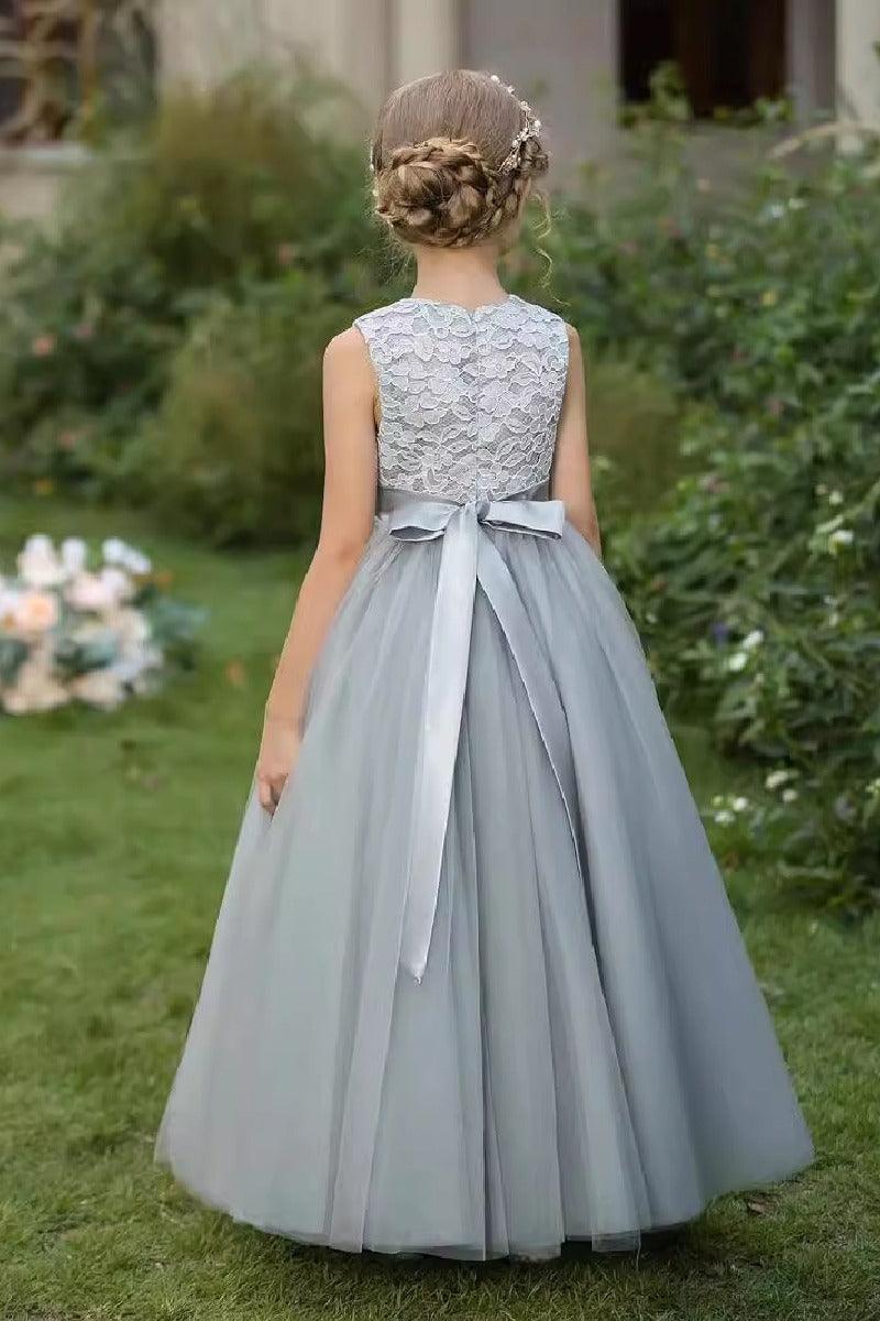 A-Line/Princess Scoop Neck Tulle Flower Girl Dresses With Sash/Bow 797915415325 - COCOMELODY
