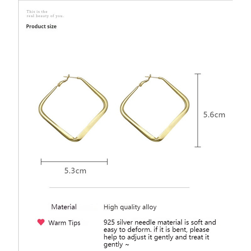 Diamond earrings in large metal blocks 759194871661 - COCOMELODY