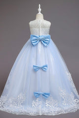 A-line floor length tulle lace flower girl dress 621667738228 - COCOMELODY