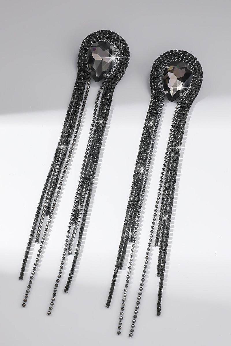 Rhinestone/Tassels Drop Earrings 782231045208 - COCOMELODY
