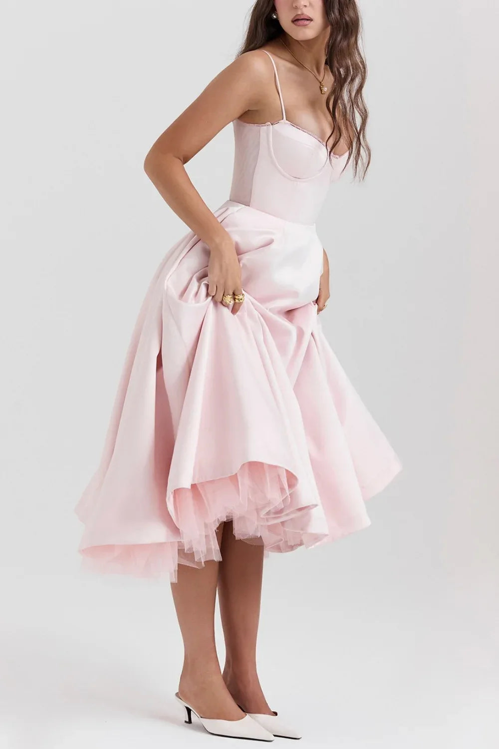 A-line Midi Satin Formal Evening Dresses 803510185058 - COCOMELODY
