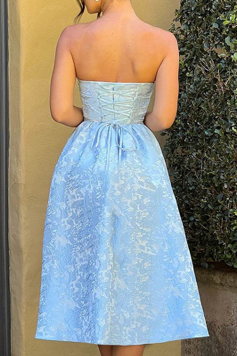 A-Line Midi Jacquard Dress 885712252250 - COCOMELODY