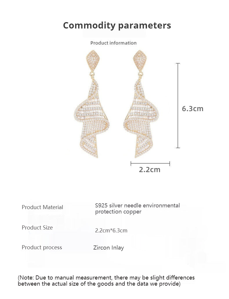 Zircon skirt streamer earrings 737367022162 - COCOMELODY
