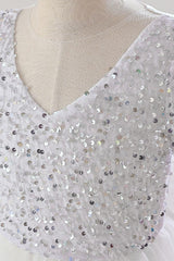 A-Line Maxi Sequined Tulle Flower Girl Dress 735143524780 - COCOMELODY