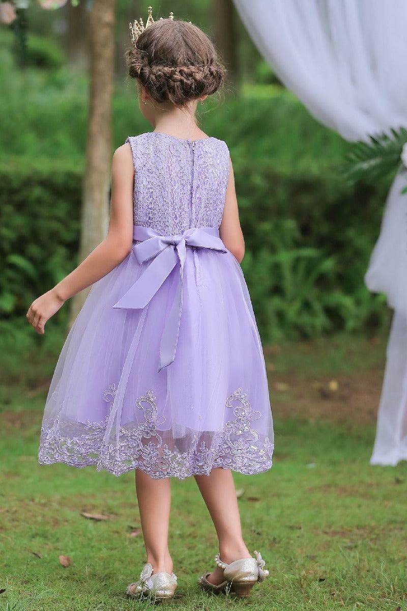 A-Line Scoop Neck Sleeveless Lace/Tulle Flower Girl Dresses With Bow(s) 554482591853 - COCOMELODY