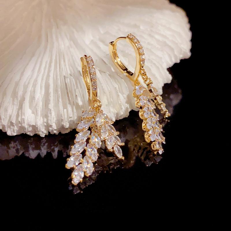 Earrings Bright Nebula Zircon Pearl Earrings 748956093496 - COCOMELODY