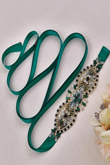 Ribbons Wedding Sash with Rhinestone Imitation Pearl 837366894589 - COCOMELODY