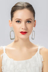 Simple and generous geometric square earring clip earrings 619606937728 - COCOMELODY