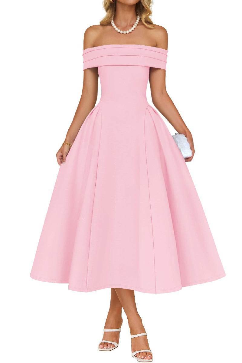 A-Line Midi Satin Formal Wedding Guest Dresses B0DS8NJRR3 - COCOMELODY