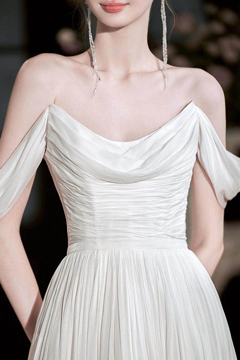 A-Line Sweep-Brush Train Chiffon Wedding Dress 811880629978CR - COCOMELODY