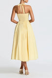 A-Line Tea Length Satin Wedding Guest Dress 973789759252