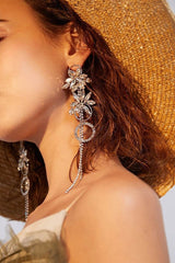 Rhinestone Tassels Drop Earrings 571353900963 - COCOMELODY