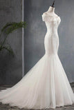 Trumpet-Mermaid Sweep-Brush Train Lace Tulle Wedding Dress 679380968083 - COCOMELODY