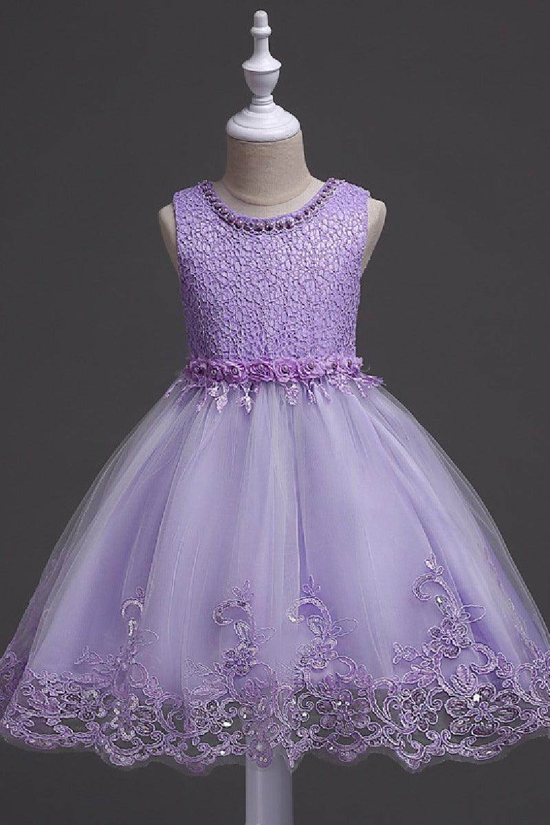 A-Line Scoop Neck Sleeveless Lace/Tulle Flower Girl Dresses With Bow(s) 554482591853 - COCOMELODY
