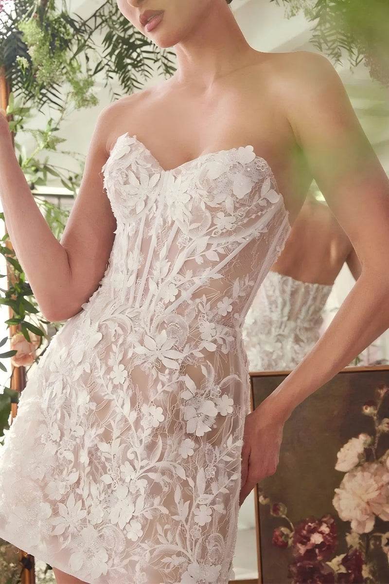 Sheath-Column Short-Mini Lace Appliques Little White Dress 100019 - COCOMELODY