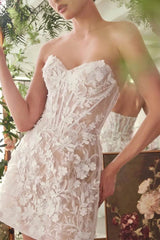 Sheath-Column Short-Mini Lace Appliques Little White Dress 100019 - COCOMELODY