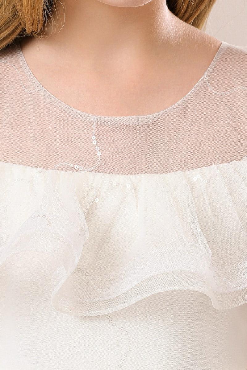 Ball-Gown Off The Shoulder Neck Cold Shoulder Sleeves Tulle Midi Flower Girl Dresses 687623292935 - COCOMELODY