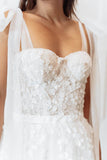 A-Line Ankle Length Lace Tulle Little White Dress 100007 - COCOMELODY