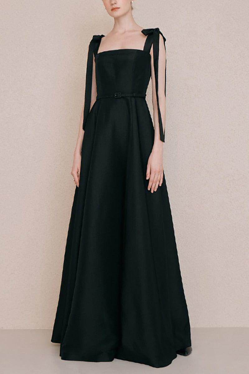 A-Line Floor Length Satin Wedding Dress 742347951746 - COCOMELODY