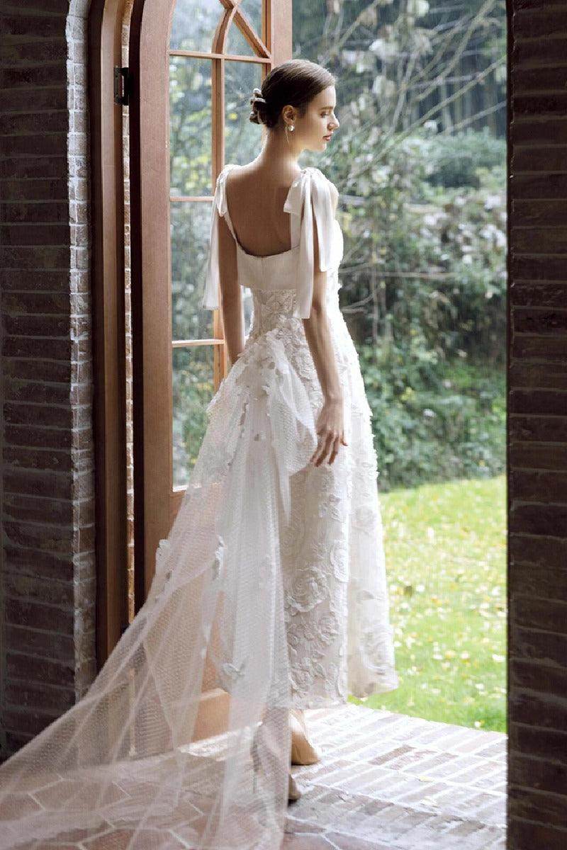 A-Line Ankle Length Lace Wedding Dress 778201084542 - COCOMELODY