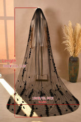 One-tier Tulle Chapel Veils with Flower 862831977508 - COCOMELODY