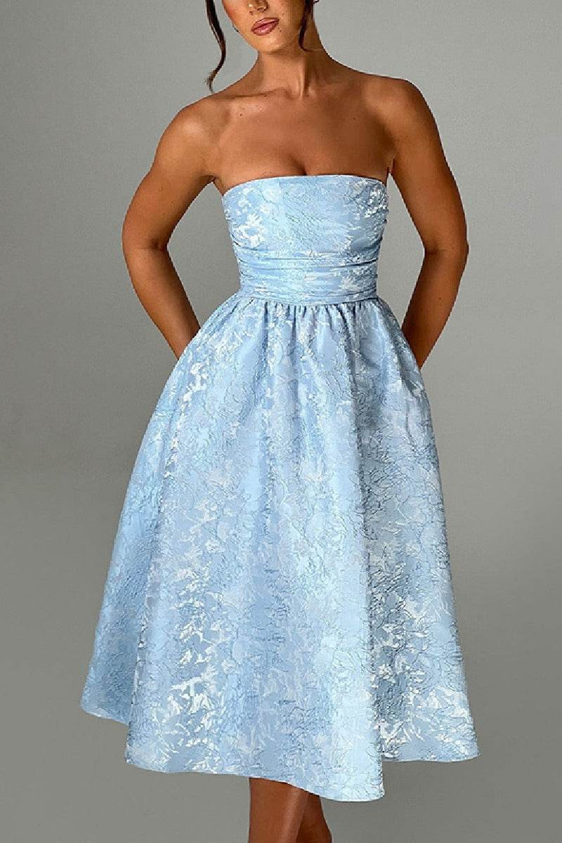 A-Line Midi Jacquard Dress 885712252250 - COCOMELODY