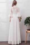 A-Line Floor Length Lace Chiffon Wedding Dress 675587354668 - COCOMELODY