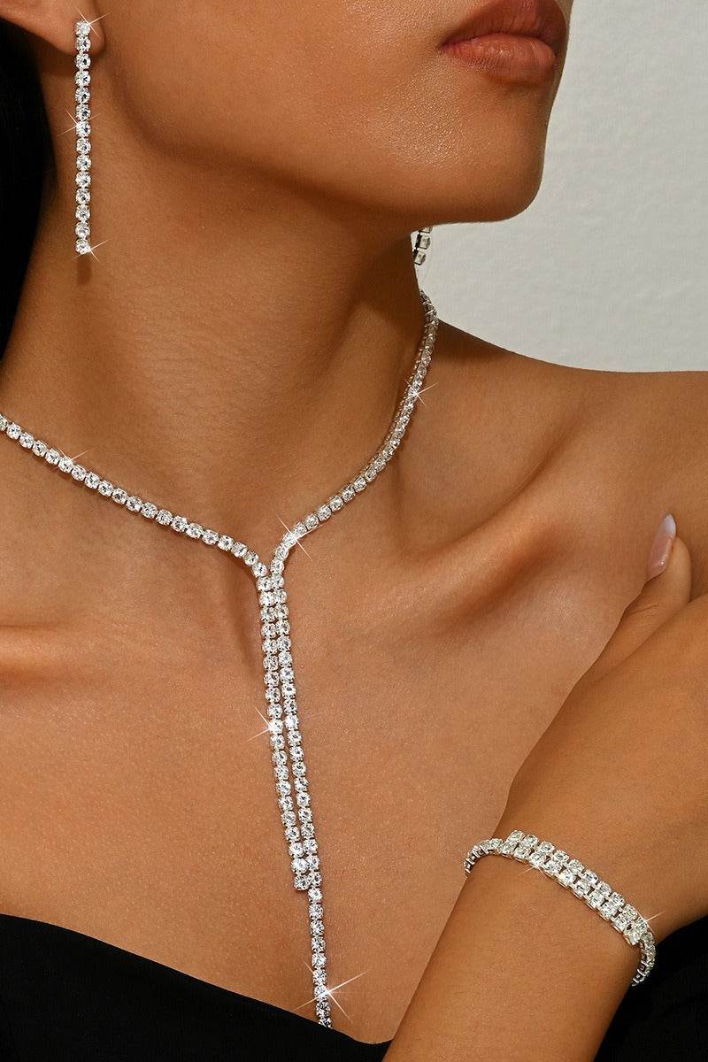 Classic Zircon Wedding Bracelet/Earrings/Necklace Jewelry Sets (Set of 3) 845056946494 - COCOMELODY