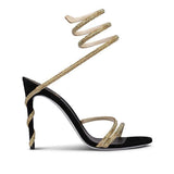 Rhinestone Ankle Strap Pointy Stiletto Heels 793993757024 - COCOMELODY