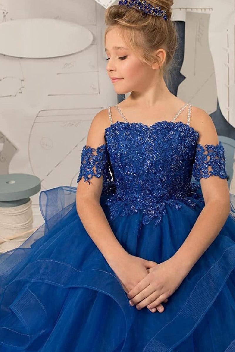 Ball Gown Floor Length Tulle Lace Flower Girl Dress 687176148616 - COCOMELODY