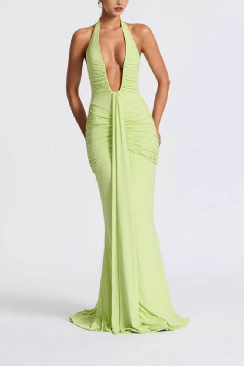 Mermaid	Maxi Knitted Semi Formal Wedding Guest Dresses 917018224683 - COCOMELODY