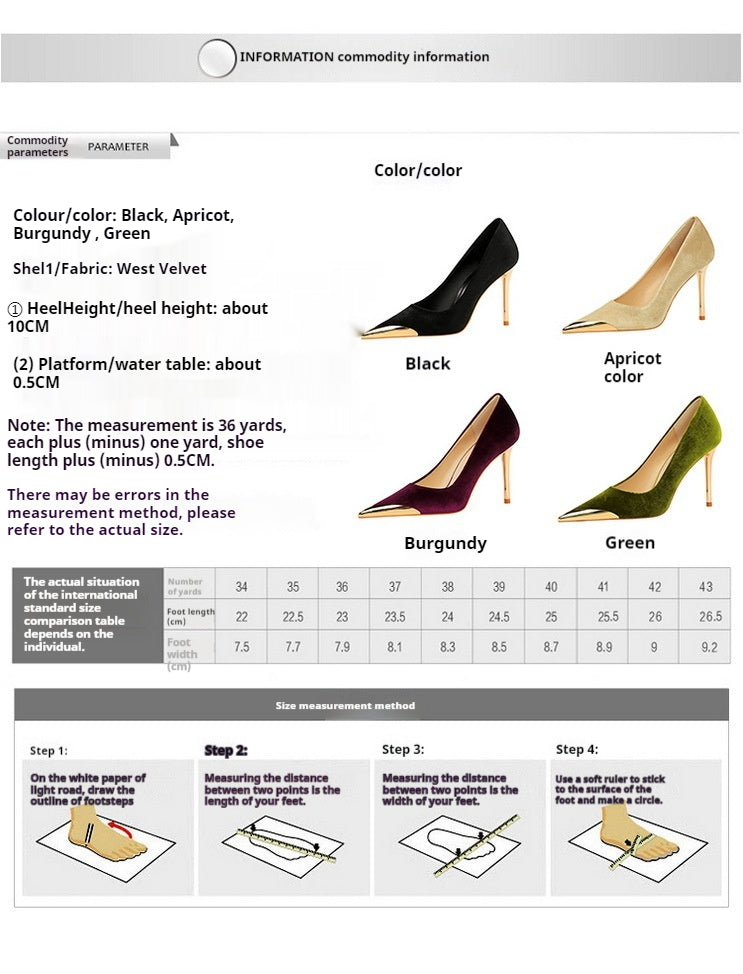 Metallic Pointed Toe Stiletto Heels 718321941230 - COCOMELODY