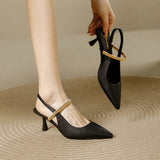 Pointed Toe Mary Jane Slingback Heel Single Strap Kitten Heel Shoes 1058281370087