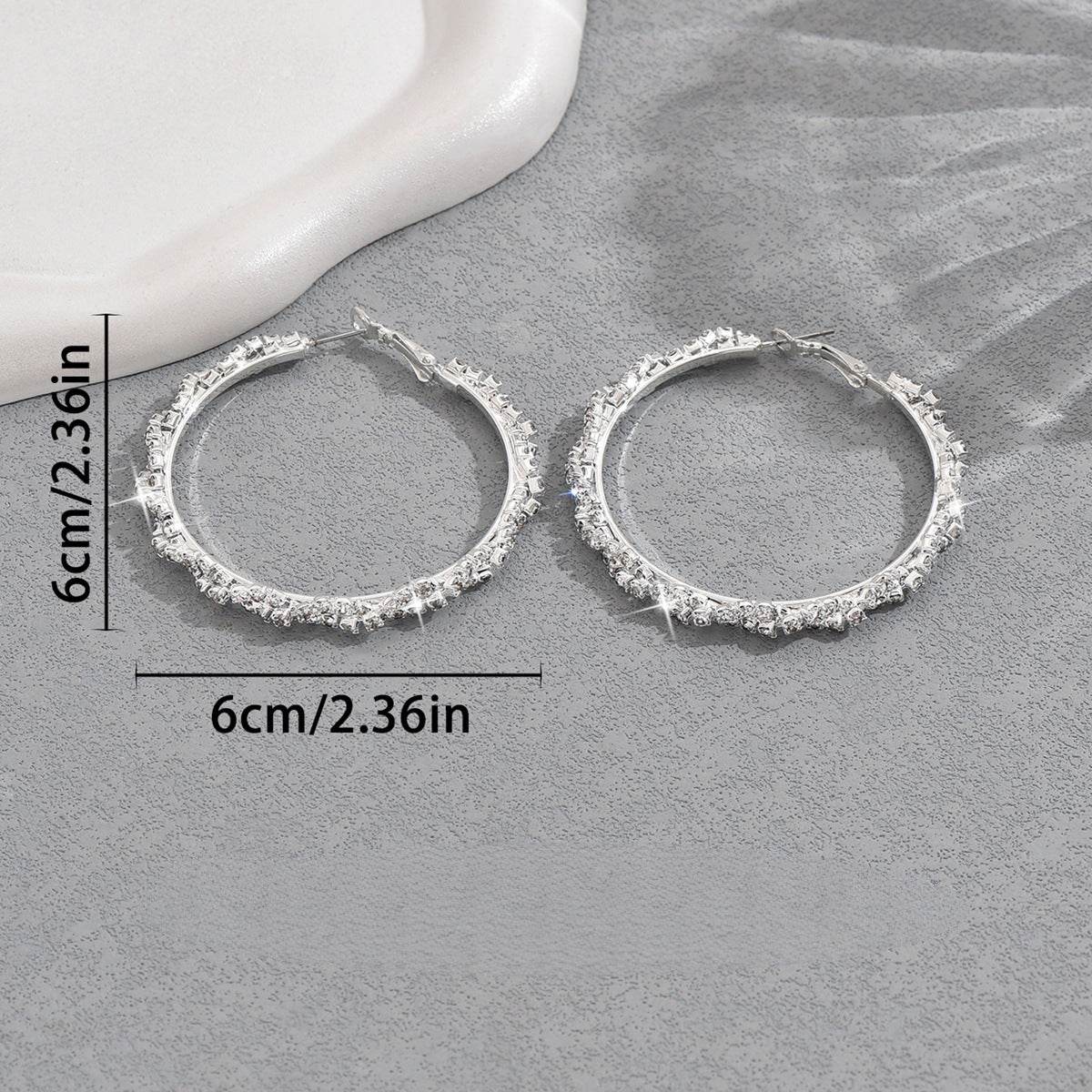 Shining Rhinestone Hoop Earrings 887668115556 - COCOMELODY