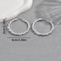 Shining Rhinestone Hoop Earrings 887668115556 - COCOMELODY