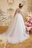 A-Line Illusion Neck Floral Applique Tulle Flower Girl Dresses 972513009627