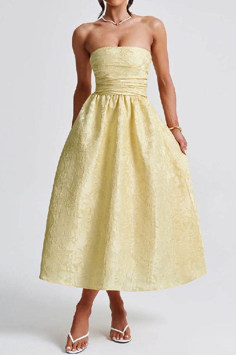 A-Line Midi Jacquard Dress 885712252250 - COCOMELODY